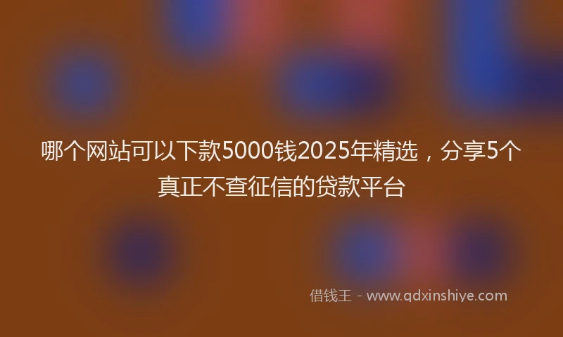 哪个网站可以下款5000钱2025年精选，分享5个真正不查征信的贷款平台