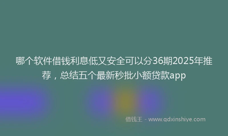 哪个软件借钱利息低又安全可以分36期2025年推荐，总结五个最新秒批小额贷款app