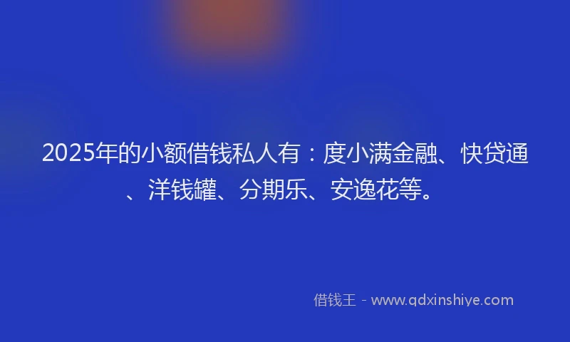 2025年的小额借钱私人有：度小满金融、快贷通、洋钱罐、分期乐、安逸花等。