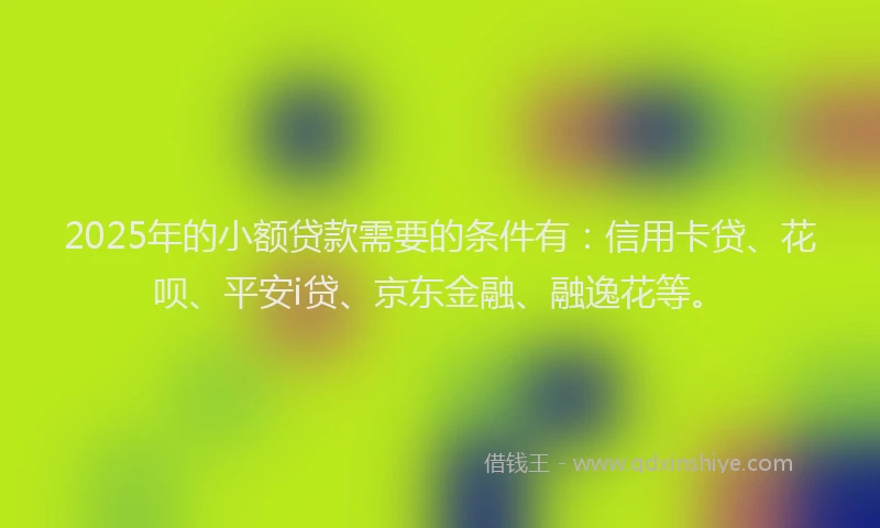 2025年的小额贷款需要的条件有：信用卡贷、花呗、平安i贷、京东金融、融逸花等。