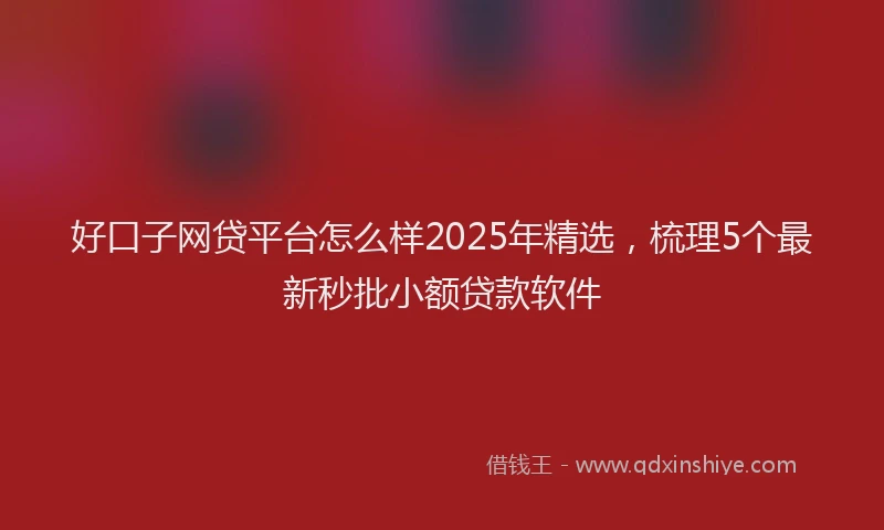 好口子网贷平台怎么样2025年精选，梳理5个最新秒批小额贷款软件