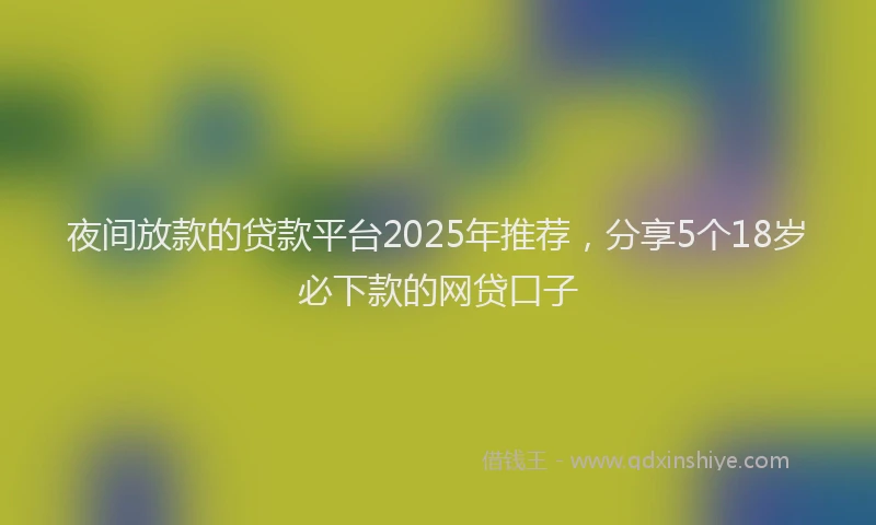夜间放款的贷款平台2025年推荐，分享5个18岁必下款的网贷口子