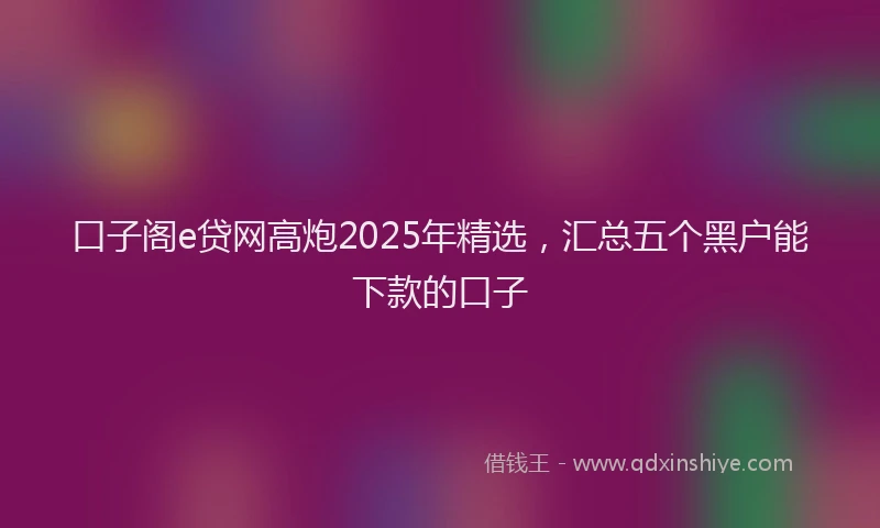 口子阁e贷网高炮2025年精选，汇总五个黑户能下款的口子