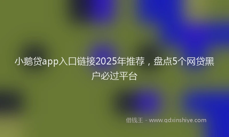 小鹅贷app入口链接2025年推荐，盘点5个网贷黑户必过平台