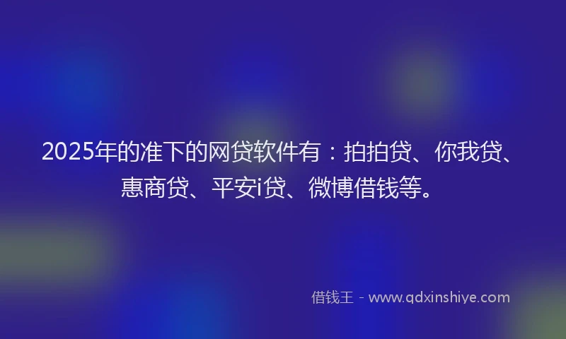 2025年的准下的网贷软件有：拍拍贷、你我贷、惠商贷、平安i贷、微博借钱等。