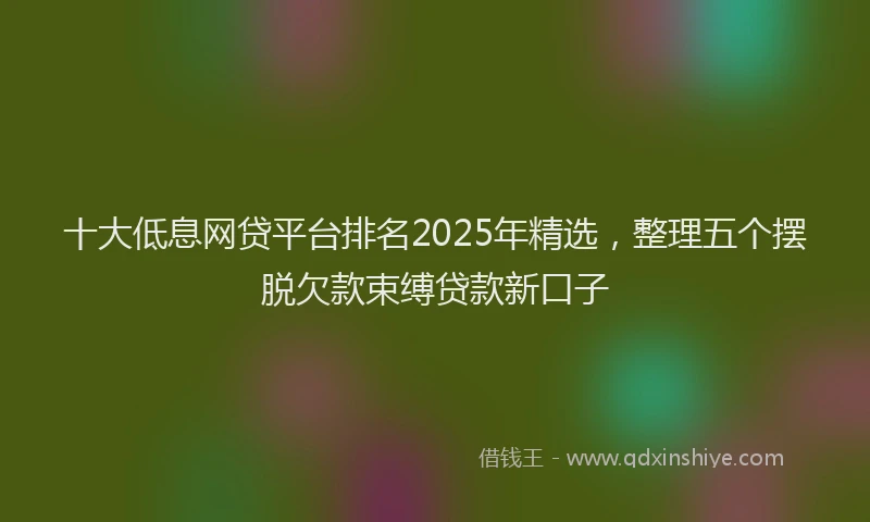 十大低息网贷平台排名2025年精选，整理五个摆脱欠款束缚贷款新口子