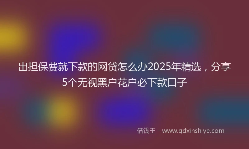出担保费就下款的网贷怎么办2025年精选，分享5个无视黑户花户必下款口子