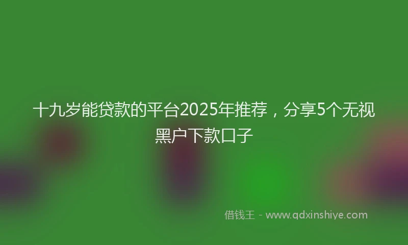 十九岁能贷款的平台2025年推荐，分享5个无视黑户下款口子