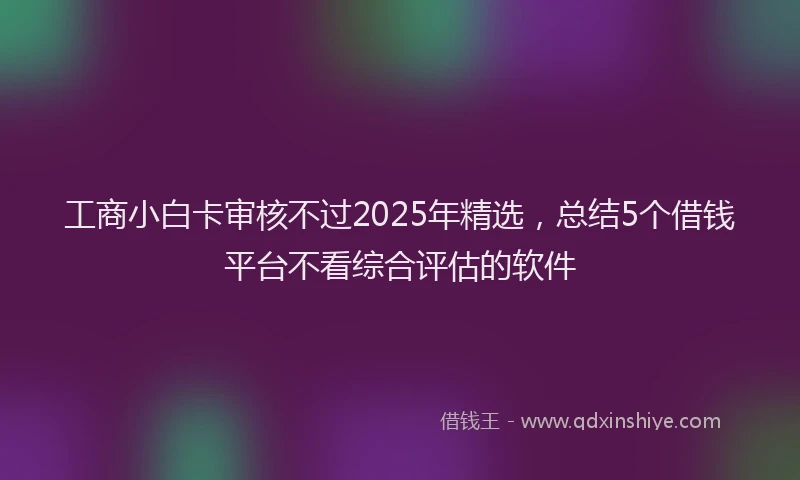 工商小白卡审核不过2025年精选，总结5个借钱平台不看综合评估的软件