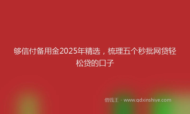 够信付备用金2025年精选，梳理五个秒批网贷轻松贷的口子