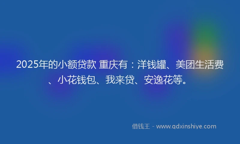 2025年的小额贷款 重庆有：洋钱罐、美团生活费、小花钱包、我来贷、安逸花等。