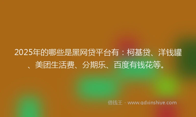 2025年的哪些是黑网贷平台有：柯基贷、洋钱罐、美团生活费、分期乐、百度有钱花等。