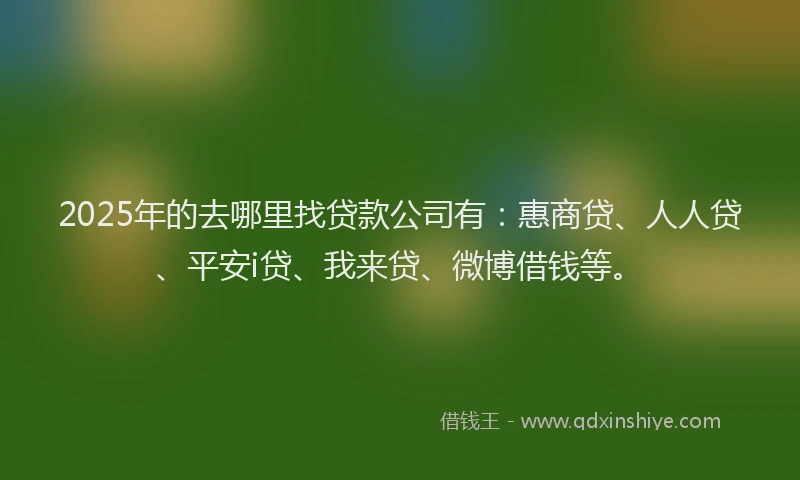 2025年的去哪里找贷款公司有：惠商贷、人人贷、平安i贷、我来贷、微博借钱等。