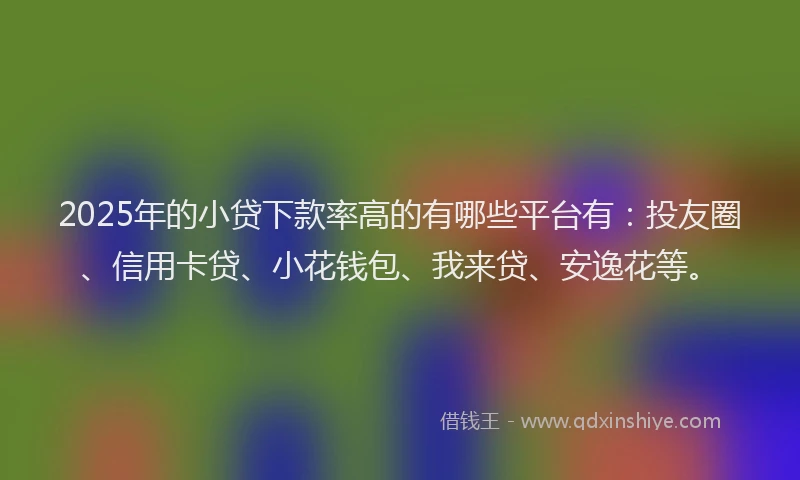 2025年的小贷下款率高的有哪些平台有：投友圈、信用卡贷、小花钱包、我来贷、安逸花等。