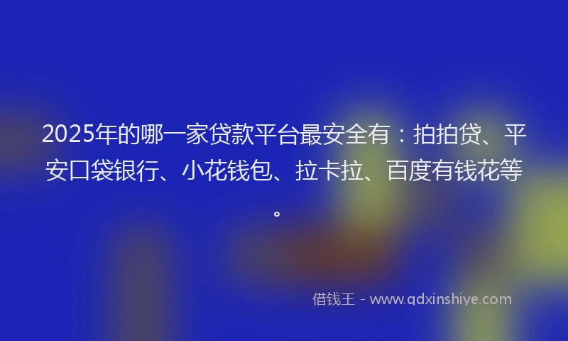 2025年的哪一家贷款平台最安全有：拍拍贷、平安口袋银行、小花钱包、拉卡拉、百度有钱花等。