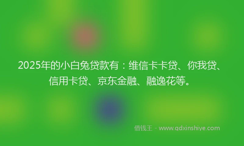 2025年的小白兔贷款有：维信卡卡贷、你我贷、信用卡贷、京东金融、融逸花等。