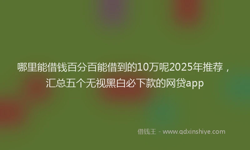 哪里能借钱百分百能借到的10万呢2025年推荐，汇总五个无视黑白必下款的网贷app
