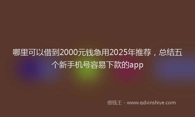 哪里可以借到2000元钱急用2025年推荐，总结五个新手机号容易下款的app