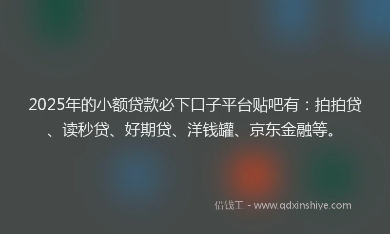 2025年的小额贷款必下口子平台贴吧有：拍拍贷、读秒贷、好期贷、洋钱罐、京东金融等。