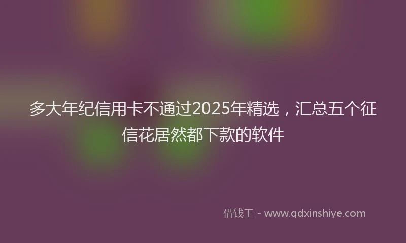 多大年纪信用卡不通过2025年精选，汇总五个征信花居然都下款的软件