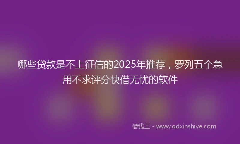 哪些贷款是不上征信的2025年推荐，罗列五个急用不求评分快借无忧的软件