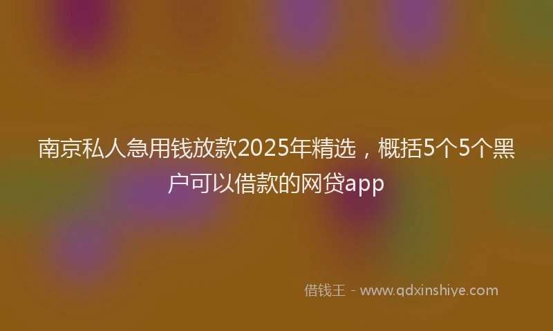 南京私人急用钱放款2025年精选，概括5个5个黑户可以借款的网贷app