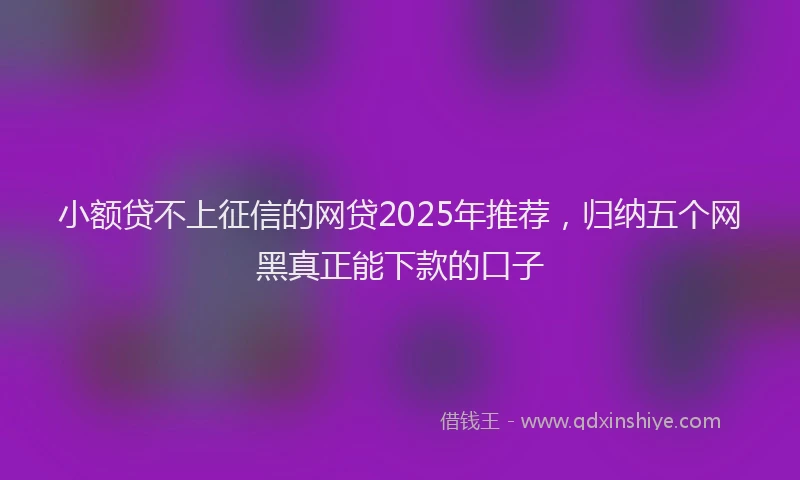 小额贷不上征信的网贷2025年推荐，归纳五个网黑真正能下款的口子