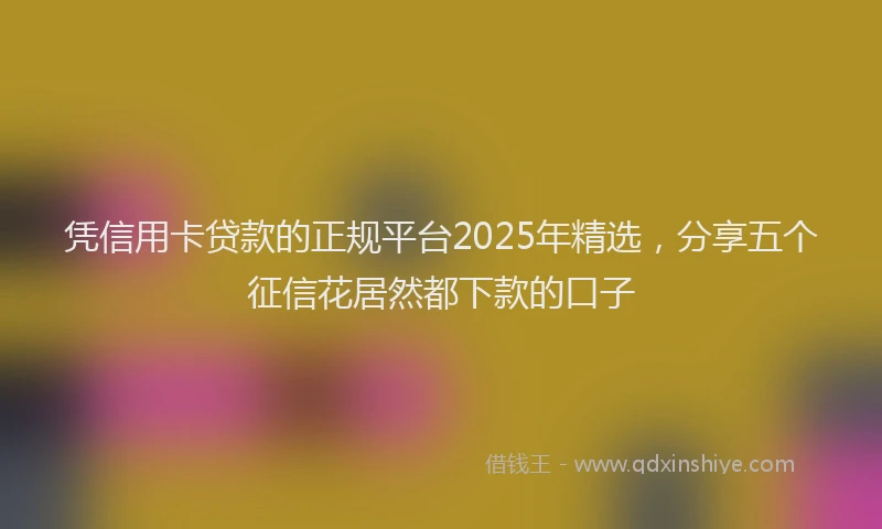 凭信用卡贷款的正规平台2025年精选，分享五个征信花居然都下款的口子