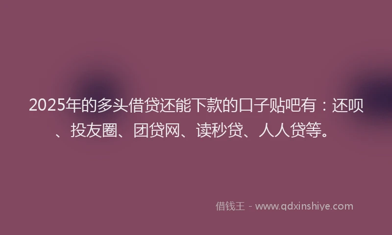 2025年的多头借贷还能下款的口子贴吧有：还呗、投友圈、团贷网、读秒贷、人人贷等。