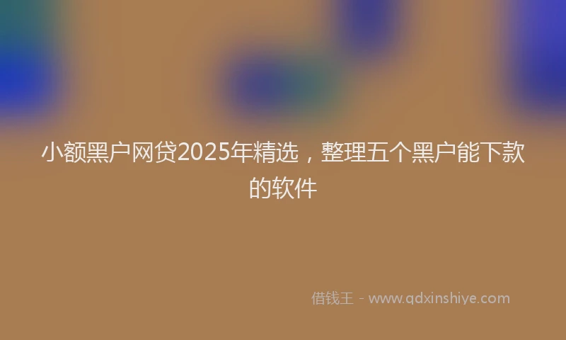 小额黑户网贷2025年精选，整理五个黑户能下款的软件