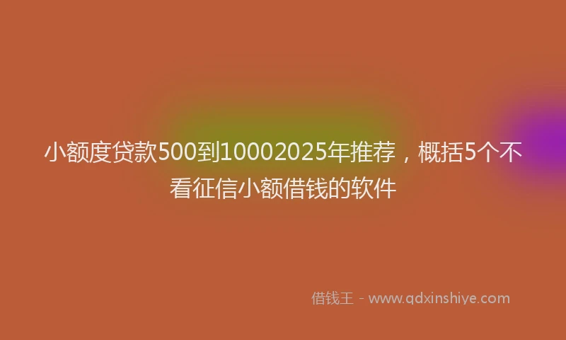 小额度贷款500到10002025年推荐，概括5个不看征信小额借钱的软件