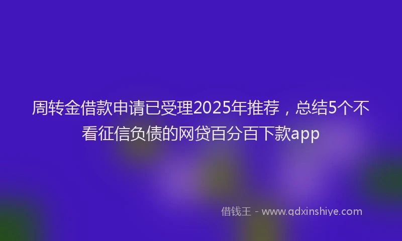 周转金借款申请已受理2025年推荐，总结5个不看征信负债的网贷百分百下款app