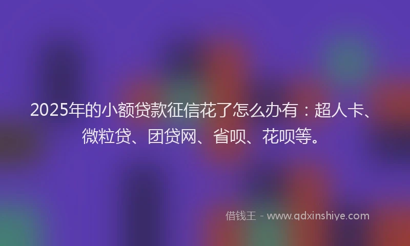 2025年的小额贷款征信花了怎么办有：超人卡、微粒贷、团贷网、省呗、花呗等。