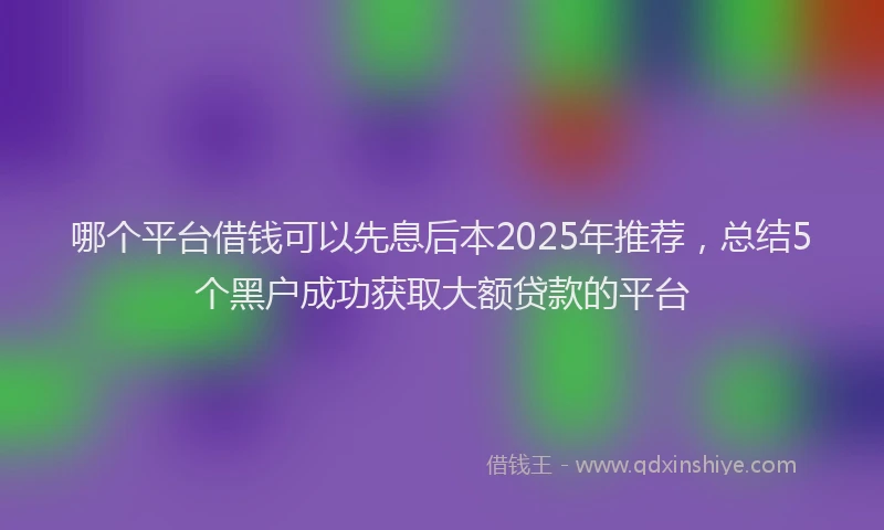 哪个平台借钱可以先息后本2025年推荐，总结5个黑户成功获取大额贷款的平台