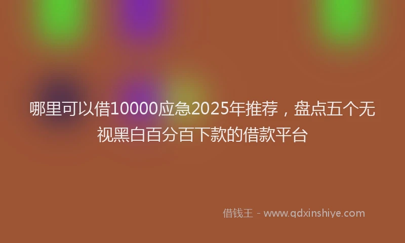 哪里可以借10000应急2025年推荐，盘点五个无视黑白百分百下款的借款平台