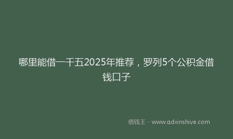 哪里能借一千五2025年推荐，罗列5个公积金借钱口子