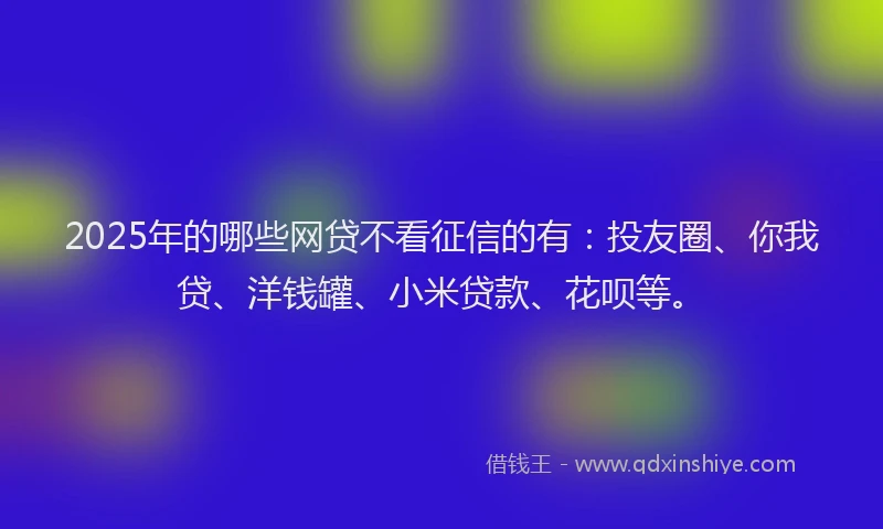 2025年的哪些网贷不看征信的有：投友圈、你我贷、洋钱罐、小米贷款、花呗等。