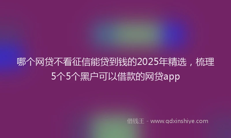 哪个网贷不看征信能贷到钱的2025年精选，梳理5个5个黑户可以借款的网贷app