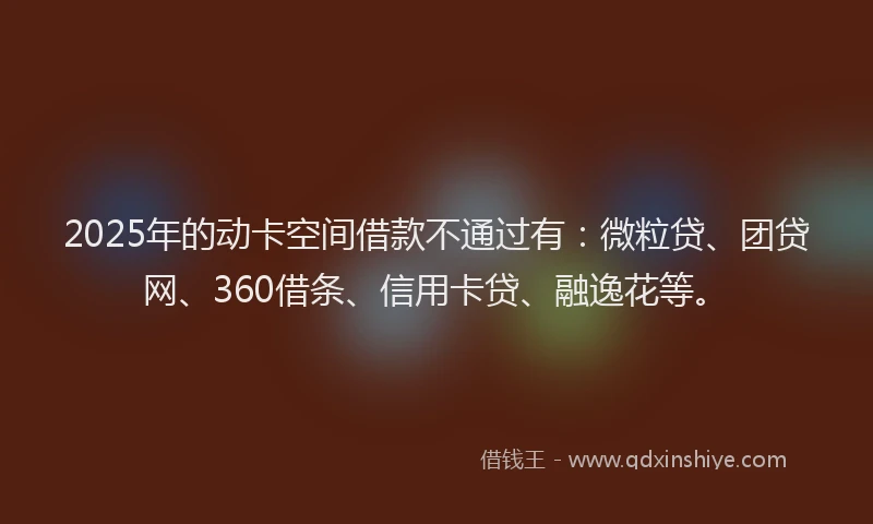 2025年的动卡空间借款不通过有：微粒贷、团贷网、360借条、信用卡贷、融逸花等。