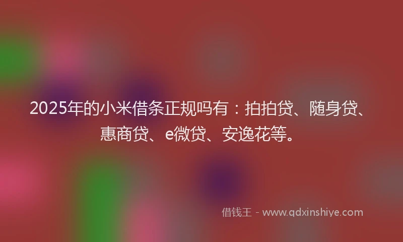 2025年的小米借条正规吗有：拍拍贷、随身贷、惠商贷、e微贷、安逸花等。