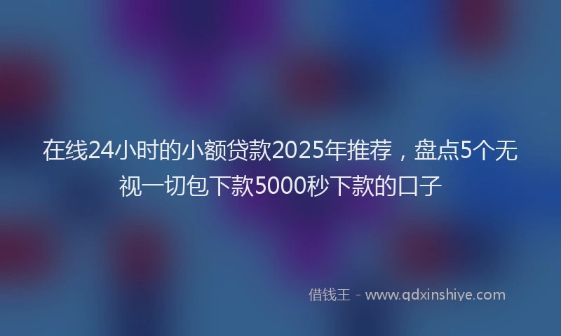 在线24小时的小额贷款2025年推荐，盘点5个无视一切包下款5000秒下款的口子
