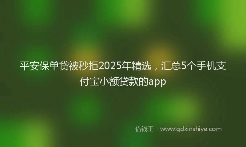 平安保单贷被秒拒2025年精选，汇总5个手机支付宝小额贷款的app