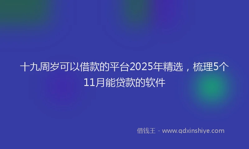 十九周岁可以借款的平台2025年精选，梳理5个11月能贷款的软件