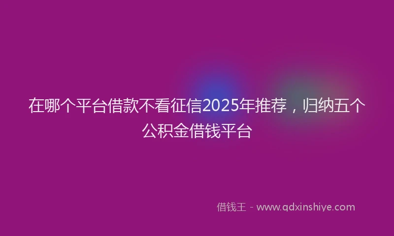 在哪个平台借款不看征信2025年推荐，归纳五个公积金借钱平台