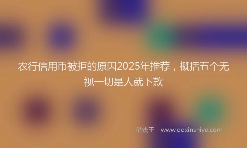 农行信用币被拒的原因2025年推荐，概括五个无视一切是人就下款