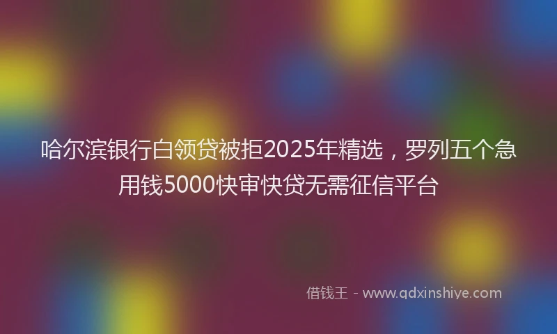 哈尔滨银行白领贷被拒2025年精选，罗列五个急用钱5000快审快贷无需征信平台