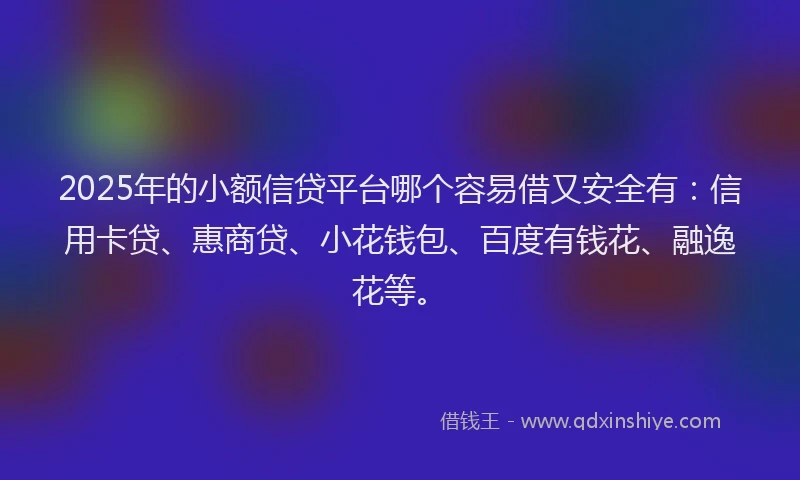 2025年的小额信贷平台哪个容易借又安全有：信用卡贷、惠商贷、小花钱包、百度有钱花、融逸花等。