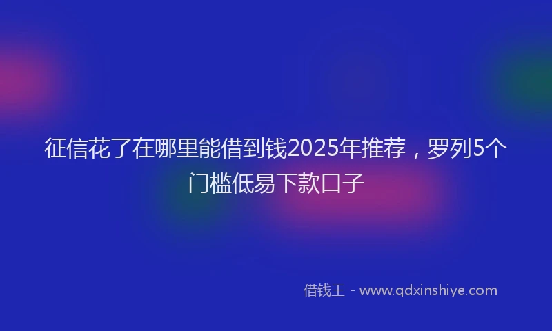 征信花了在哪里能借到钱2025年推荐，罗列5个门槛低易下款口子