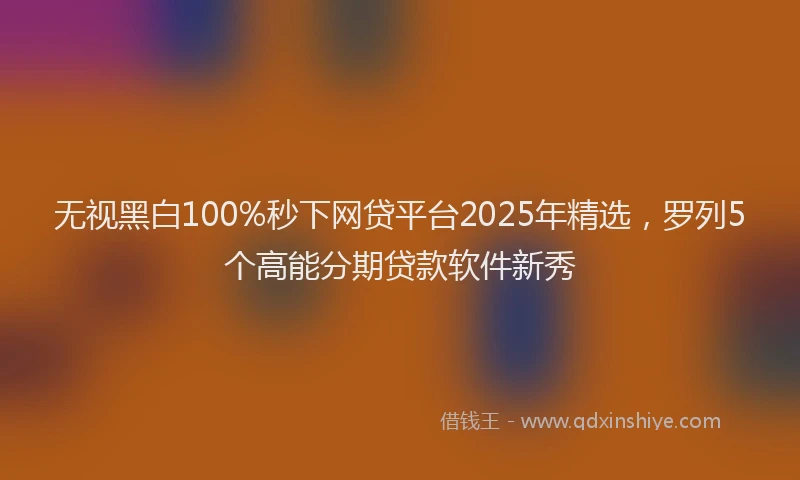 无视黑白100%秒下网贷平台2025年精选，罗列5个高能分期贷款软件新秀