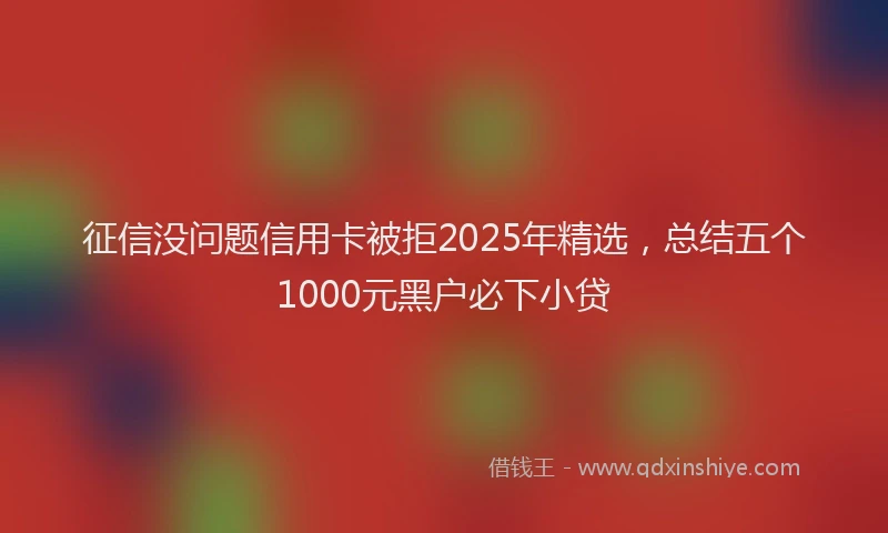 征信没问题信用卡被拒2025年精选，总结五个1000元黑户必下小贷